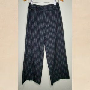 MetroStyle Womens 4P Petite Trouser Pinstripe Wide Leg Pants Business Mom Chic